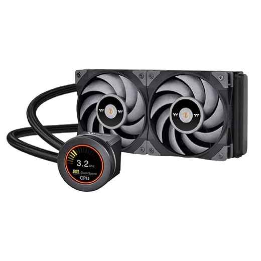 Thermaltake TOUGHLIQUID Ultra 240 AIO Liquid Cooler AMD(AM5/AM4) Intel(LGA 1700/1200) 2.1 Inch Rotational LCD Display 2500RPM Radiator Fan TT RGB Plus/Alexa/Razer Chroma Enabled CL-W322-PL12GM-B
