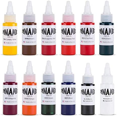 Dynamic Color Tattoo Ink Set 12 Colors 1oz Size Colors OG Made in USA Set 2
