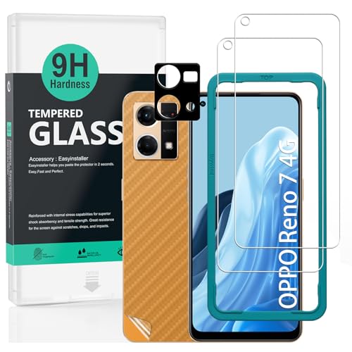 Ibywind for Oppo Reno 7 4G Screen Protector,2 Pack,9H Hardness Tempered Glass and Camera Lens Protector,with Alignment Frame,Full Coverage,Bubble Free,Fingerprint Unlock,Scratch Resistant