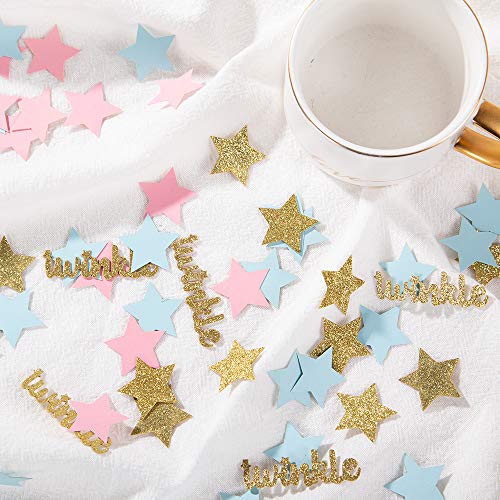 Image of Twinkle Star Glitter Paper Confetti for Baby Shower Gender Reveal Party Decorations Baby Birthday Party Supplies (Pack of 3)