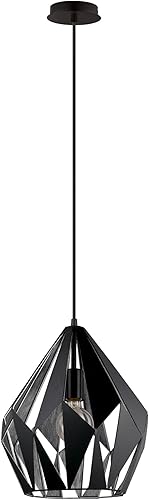Eglo Lighting 49255A - Colgante de una luz, color negro y plateado