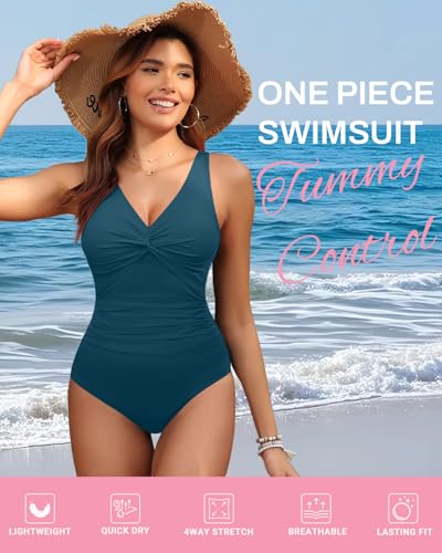 Image of Holipick Women Tummy Control One Piece Swimsuit - Push Up Bathing Suit Full Coverage Slimming Swimwear