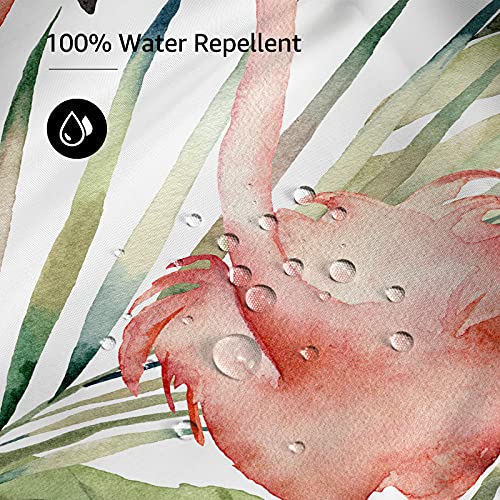 Vega U Flamingo Shower Curtain For Bathroom, Tropical Leaves Themed Bath Decor With Hooks, 72X72 Inch #TOP2