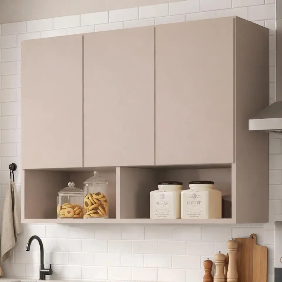 Armario Aereo Cozinha Suspenso 3 Portas Módulo Suspenso em MDF e MDP (Cinza)