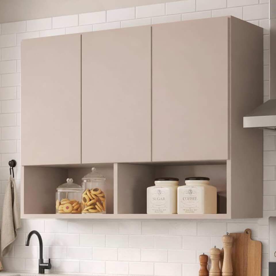 Armario Aereo Cozinha Suspenso 3 Portas Módulo Suspenso em MDF e MDP (Cinza)