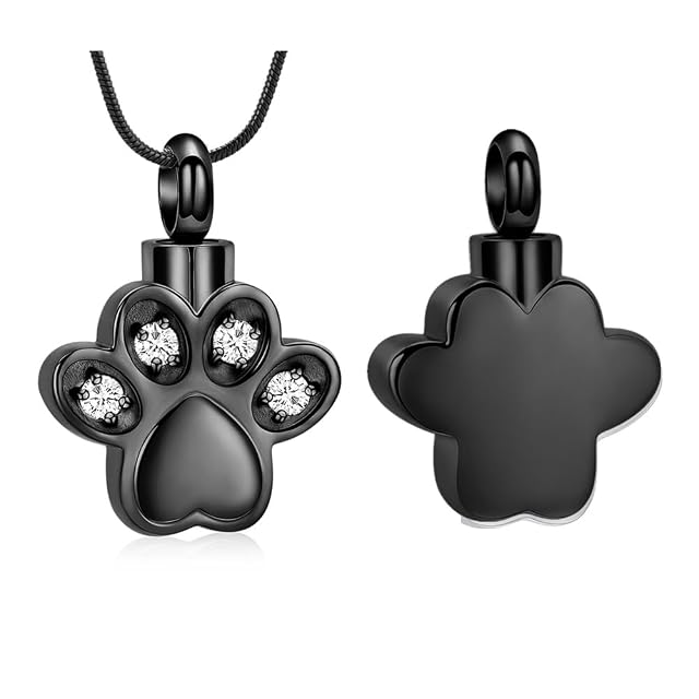 Foto 2 de 8 de VCCWYQK Collar de urna con impresión de pata para cenizas para mascotas, acero inoxidable