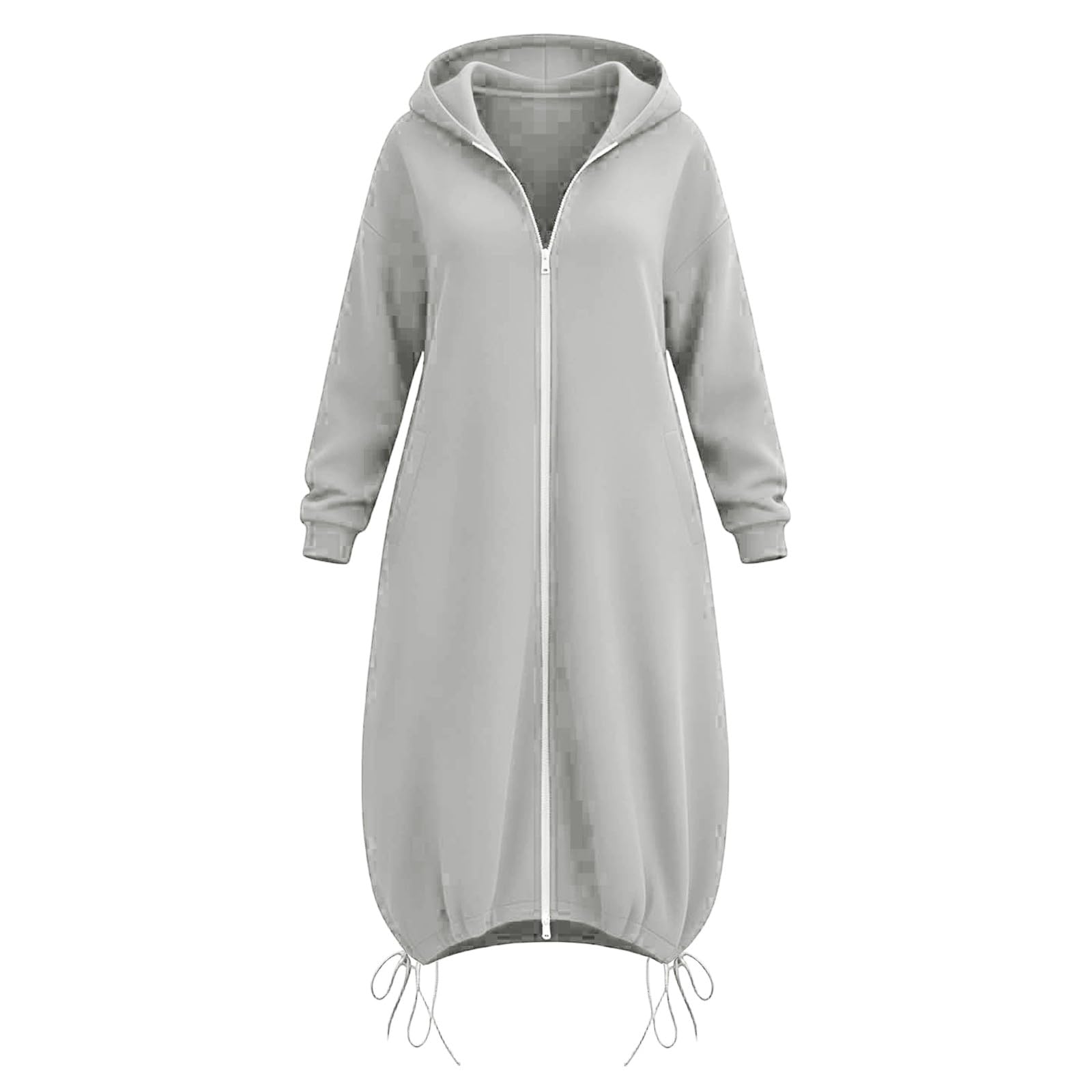 Generico Felpe con Cappuccio da Donna con Zip Oversize A Tunica Lunga | Felpe Casual A Maniche Lunghe Sweatshirt Autunno Inverno Giacca Con Cappuccio Cappotto Da Indossare Tutti I Giorni
