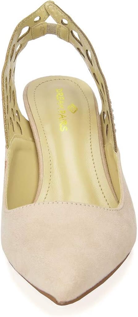 DREAM PAIRS Women's Wings Slingback Kitten Heels Dress Pump Shoes