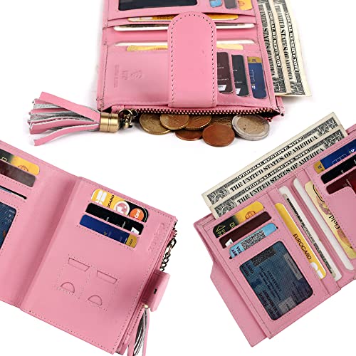 Image of Zeetap Wallets for Women - Genuine Leather Ladies Wallet - RFID Wallet for Ladies | Gift Wallet for Women and Girls - Female Zipper Wallet (Mauve Pink)