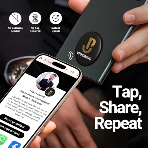 Upgraving Smart Digital Business Card for Networking - NFC Digital Business Sticker for The Back of The Phone - Digital Business Tag - Tap to Share - No App Required
