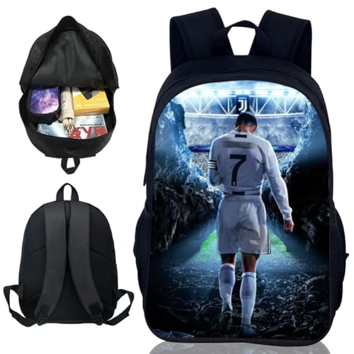 PyrrlicToy Bolsos de ídolos de Fútbol,Mochilas de Estrellas de Fútbol,Mochilas Infantiles CR-7,Mochilas de Viaje Multifuncionales Estrellas de Fútbol Adecuadas para Fanáticos y Chicos de Fútbol