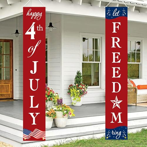 Patriotic Red White Blue Banner for 4th of July Decor