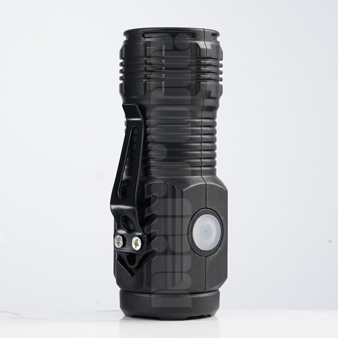 marrone led mini torch light rechargeable, high lumens pocket flashlight with clip, flashlight with 3 modes for outdoor, home, emergency, camping, working (black)