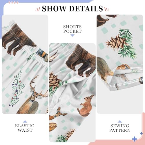 Moose Squirrel Pine Cone Boys Long Pants Soft Trousers Elastic Waist Kids Lounge Bottoms with Pockets S-XL4