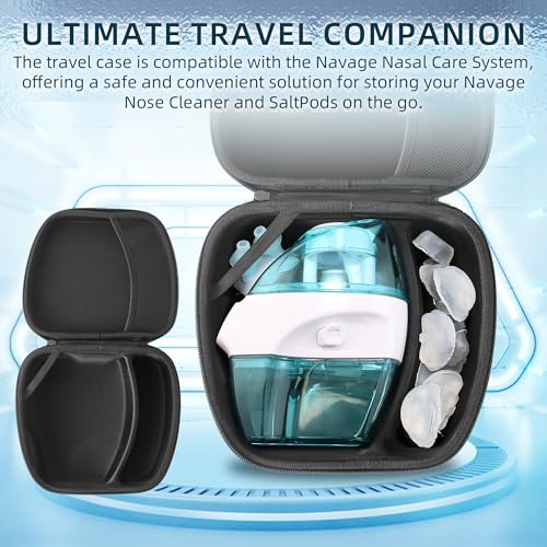 Image of Calvana Travel Case Compatible with the Navage Nasal Irrigation System, Scratch-Resistant Organizer for Nose Cleaner & 12 SaltPods, Black, 9 inch x 7.75 inch x 4.25 inch (Nose Cleaner & SaltPods Not Included)