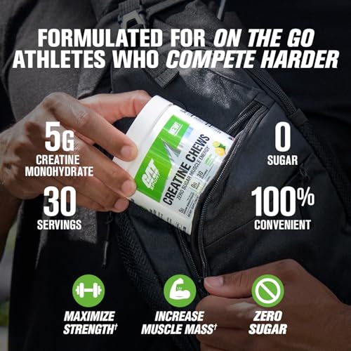 Image of GAT SPORT Creatine Chews, Zero Sugar, 5g Pure Creatine Monohydrate, 3rd Party Tested, Brain Health, Muscle, Strength, Anti-oxidant Support, for Men & Women, 30 Servings (Grape Cotton Candy)