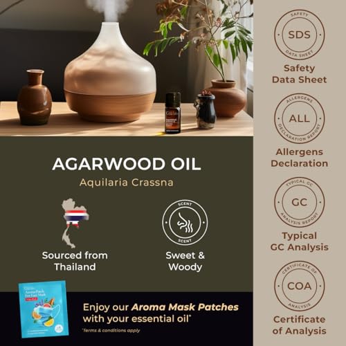 Image of 100% Pure Agarwood Essential Oil - 0.34 Fl Oz - Agarwood Oil for Hair, Skin, Diffuser, Aromatherapy & DIY Candle Making Scent