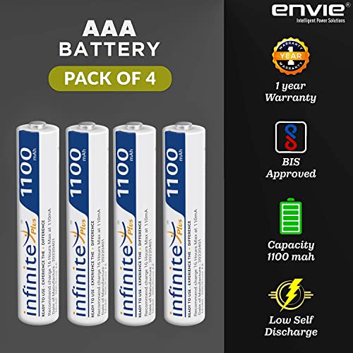 Image of ENVIE (ECR20MC+4xAAA1100) Cooper Standard Rechargeable Battery Charger for AA & AAA Ni-mh /Ni-Cd with 4xAAA1100mah Rechargeable Batteries & LED Indicator