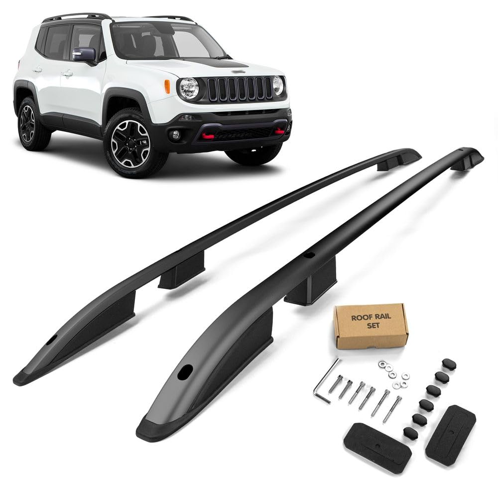 CHROMEMASTER | Barre da Tetto, Rail Tetto Compatibile con Jeep Renegade 2014+; Sono Utilizzate per il Montaggio di Portapacchi, Box da Tetto o Portabiciclette | Costruzione in Alluminio