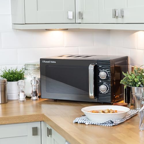Russell Hobbs RHM1731B Inspire Solo Mikrowelle, 17 Liter, 700W, Schwarz, mit 5 Leistungsstufen, Timer, Auftaufunktion, Leicht zu Reinigen – Ansicht 2