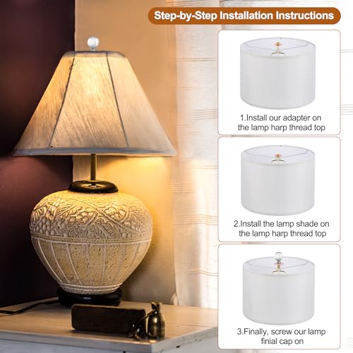 Image of PATIKIL 1 /4-27 Lamp Finial Cap for Lampshade Harp Top, Cap Nut Screw Cap Knob Clear Pumpkin Ball Shaped Crystal Lamp Shade Decoration for Table Floor Lamp, Silver Tone