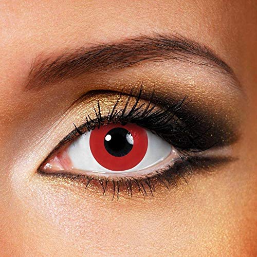 FreshGo Crazy Halloween & Cosplay Soft Colored Contact Lenses Yearly Disposable with Case - Red Zombie