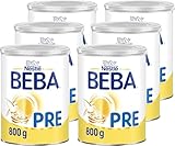 BEBA PRE Anfangsmilch von Geburt an, Babynahrung , nur Laktose, ohne Palmöl, 6er Pack (6 x 800g)