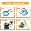 130Pcs Kitchen Playset, Toddler Pretend Cooking Play Pots, Pans, Utensils Cookware, Daily Food Fruit Veges, Shopping Storage Basket, Dessert, Prop Money, Learning Gift for Child (Blue) #3
