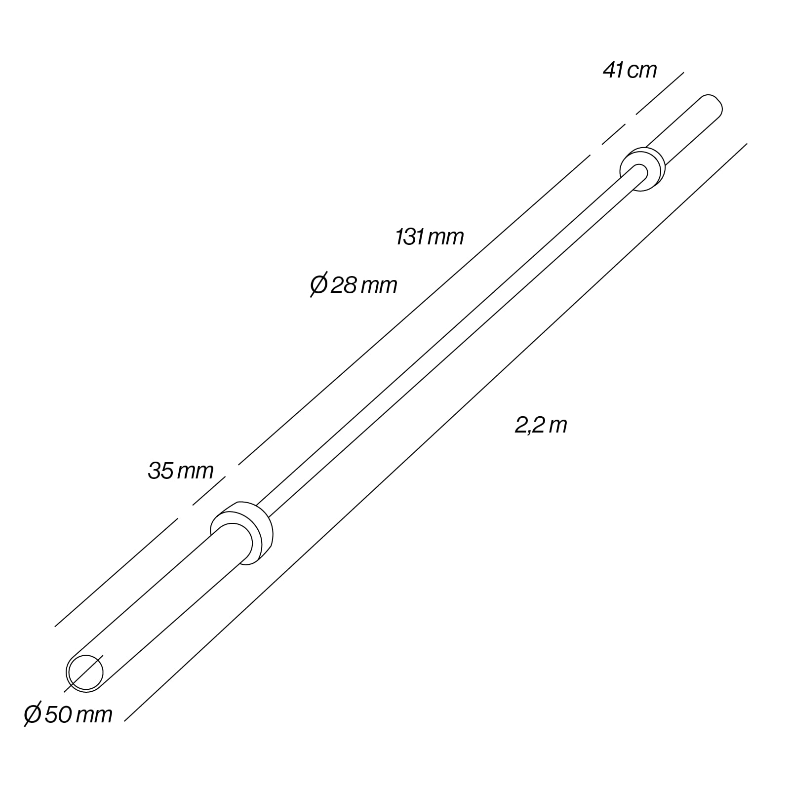 Barra Olímpica 2.2m x 50 mm, 4 Rodamiendos de Alta Precisión, Soporta hasta 365 Kg, Ideal para Musculación, Powerlifting, Cross Training y Halterofilia, 20 Kg