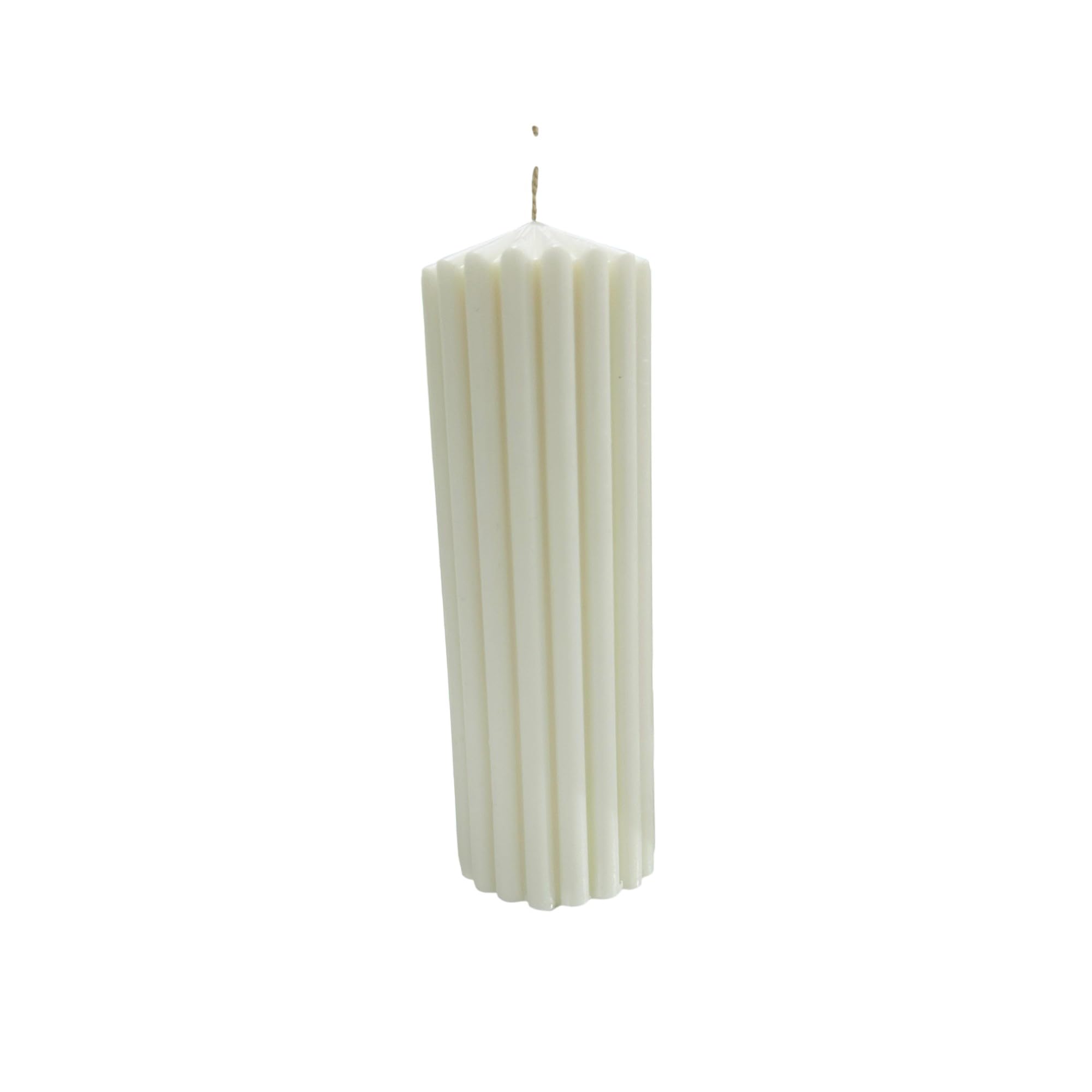 TRIVIK Aroma Elegant Ribbed Pillar Candle (9 inch x 3 inch) | Handcrafted Decorative Wax Candle for Home Dcor & Events | Long-Lasting, Smokeless & Dripless Premium Candle (Pack of 1, White)-image-40