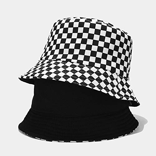 Reversible Cotton Bucket Hat Fashion Checker Fisherman Cap Packable Sun Hat #TOP1