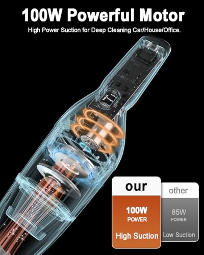 Handheld Car Vacuum Cordless, 9500PA High Power Suction, 2 in1 Charging and Storage Dock, 1.23 lbs Lightweight, Type-C Charge, Hand Held Vacuum Cleaner for Car, Home, Office Desk