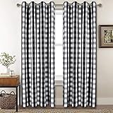 Black and White Buffalo Checker Plaid Curtains for Farmhouse Bedroom Gingham Light Filtering Window