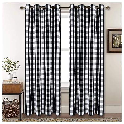 Black and White Buffalo Checker Plaid Curtains for Farmhouse Bedroom Gingham Light Filtering Window Drapes Grommet Curtains for Living Room Set of 2 Panels Each is 52Wx84L