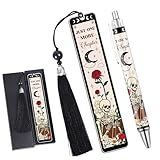Shejdgart Dark Romance Bookmark with Pen Gifts, Funny Gothic Bookmark Gifts for Women Friends Girls, Just One More Chapter Book Marks for Book Lovers, Halloween Thanksgiving Christmas Birthday Present