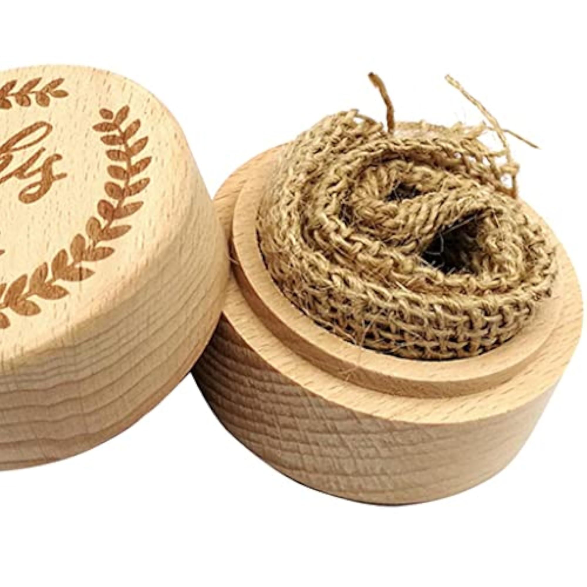 Vintage Wood Round Ring Box for Wedding Party