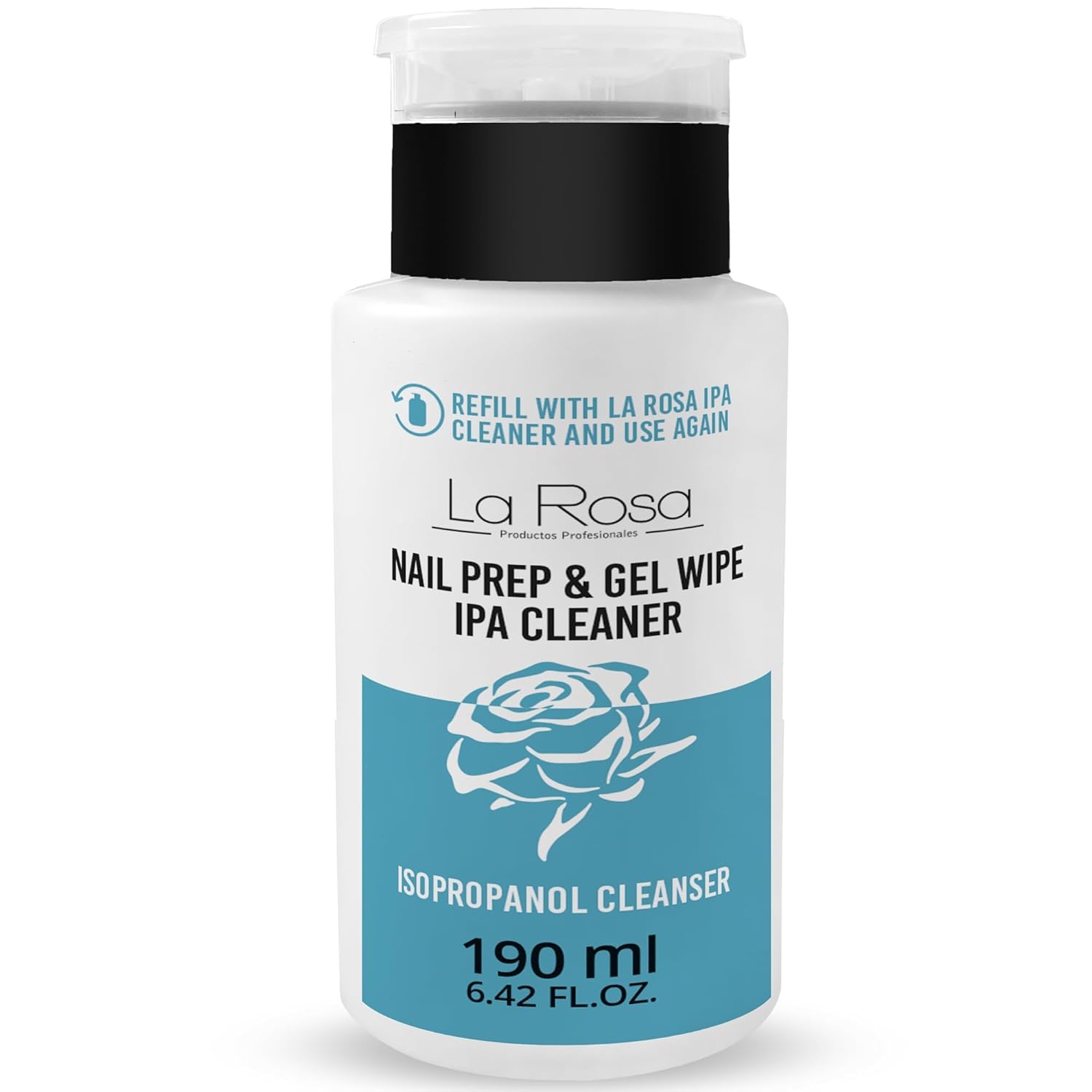 LaRosa IPA CLEANER 190ml with Pump Dispenser – Nail Prep & Gel Wipe – Removes Sticky Residue & Oils – Ideal for Gel, Acrylic & Hybrid Nails