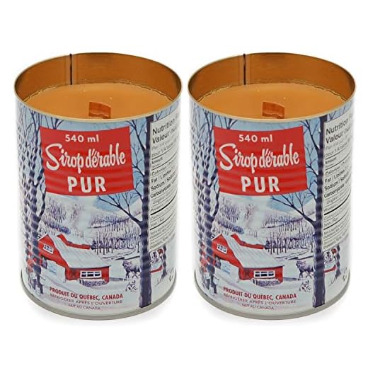MapleFarm - 2 bougies parfumées au sirop d'érable en boîte traditionnelle canadienne. Mèche en bois. Maple syrup candle.