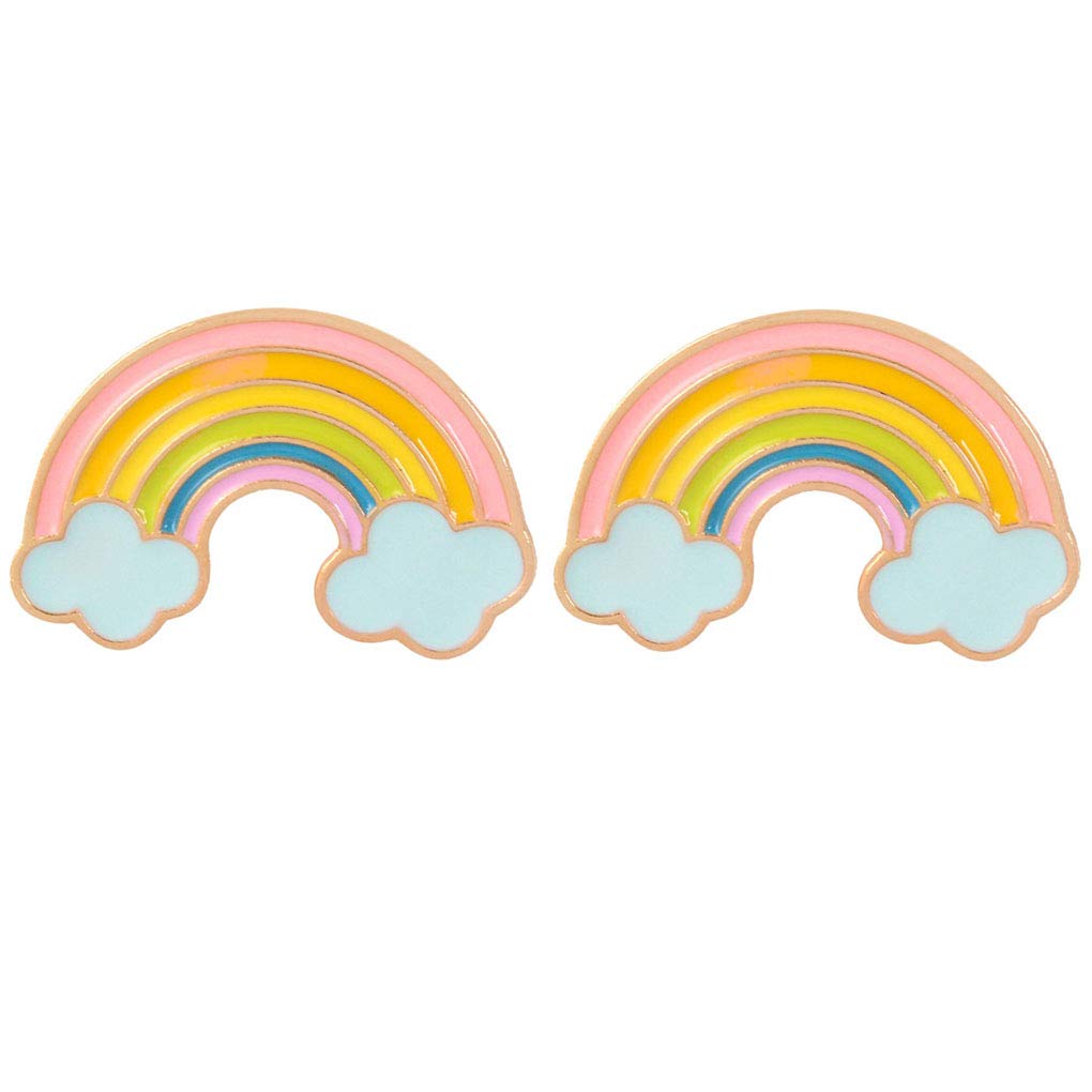CharmartRainbow Lapel Pin 2 Piece Set Cartoon Rainbow Clouds Enamel Brooch Pins Badges Clothes Accessories Gifts