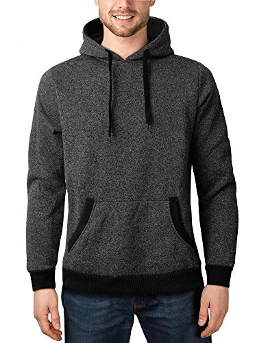 Hat and Beyond Mens Lightweight Marled Pullover Hoodie Solid Brushed Fleece Sweater