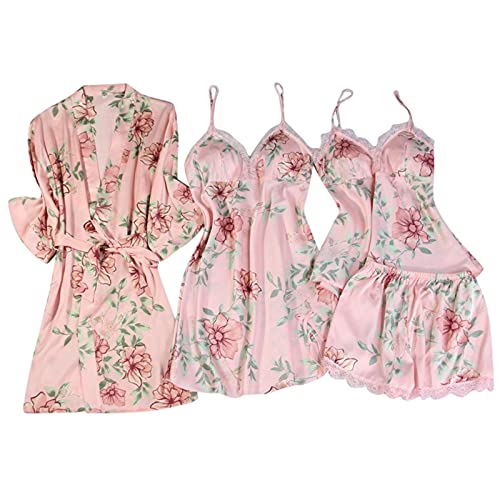 Lingerie satinée haut de gamme : ensemble pyjama femme avec robe de chambre LAOLUO