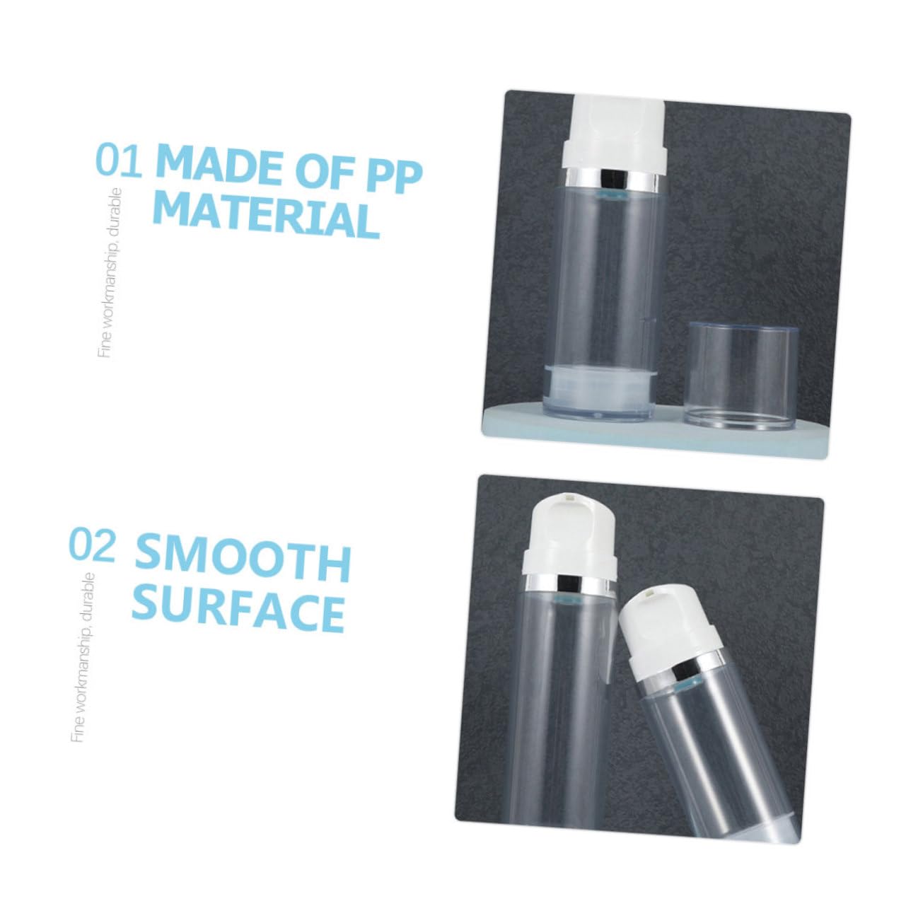 FOMIYES 15 Piezas botella de loción vacía Envase de plástico para loción Envase de plástico para manos dispensador de champú de viaje botella de loción sin aire práctica botella de crema