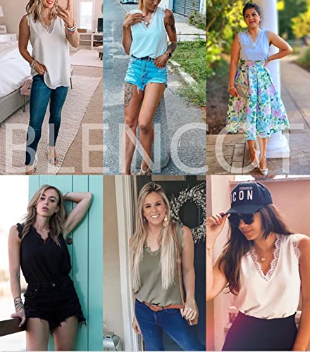 BLENCOT Women Lace Trim Tank Tops V Neck Fashion Casual Sleeveless Blouse Vest Shirts - Image 5