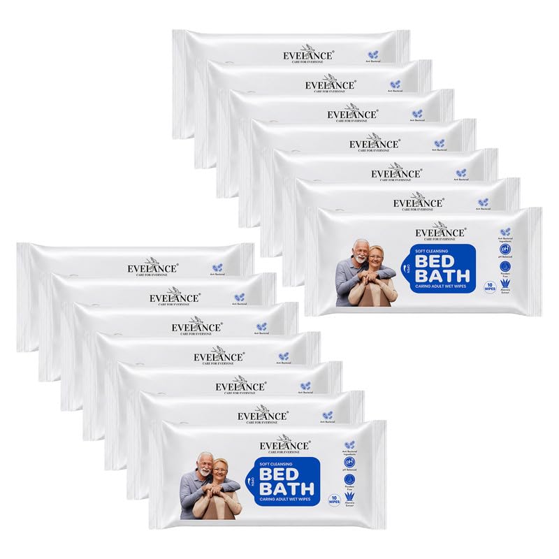 Bed Bath Wipes, Adult Wet Wipes, 140 Wipes, Anti-Bacterial, Ready to Use Cleansing Towels, Refreshing Sponge Bath Towel, For Men & Women, Pack of 14 (10 Wipes Each)-image-17
