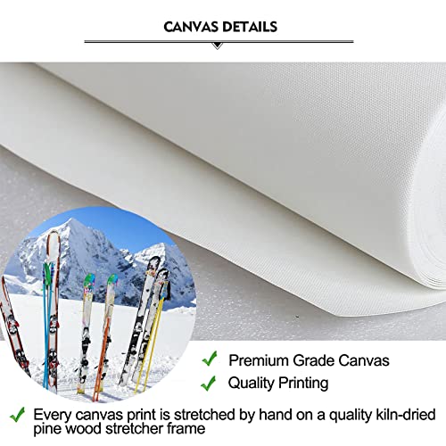 Iknow Foto Large 4 Panel Sport Wall Art Skiing Canvas Prints Wall Decor Winter Mountains And Ski Equipments Picture Home Decoration Poster With Frame Painting Ready To Hang 48X33Inch #TOP5
