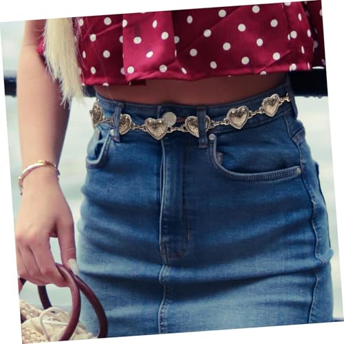 Vintage Heart Pendant Waist Chain Belt for Women Metal Waistband Jewelry Summer Festival Accessory Fashionable Body Chain for Dresses and Pants4