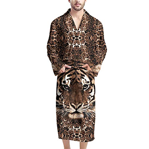 Uniceu Animal 3D Tiger Print, Mens Sleepwear Soft And Comfortable Bathroom Pajamas, Shawl Collar Bathrobes For Spa, Sauna, Pool #TOP1