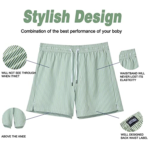 Image of BRISIRA Mens Swim Trunks Swim Shorts Quick Dry 5 inch Inseam Beach Shorts with Compression Liner and Zipper Pocket