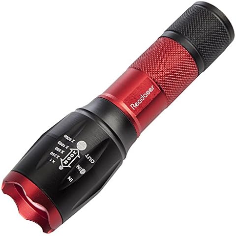 Read AEER® Super Bright CREE T6 LED Torch Zoomable Waterproof Camping Torch for Outdoor Sports red Cover
