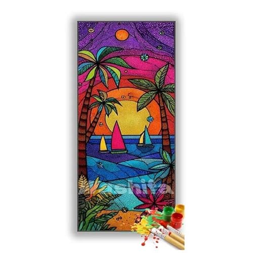 �������G ���� �i�� �����h��G �L�b�g DIY ��l ���S�Ҍ��� �f�W�^�����G ��h�� �����L�b�g�ɂ��G�� Paint By Numbers �A�N�����y�C���g ���ʉ� �����Ńy�C���g �z�[�� �I�t�B�X���� �M�t�g 50x100 cm, �t���[���Ȃ�